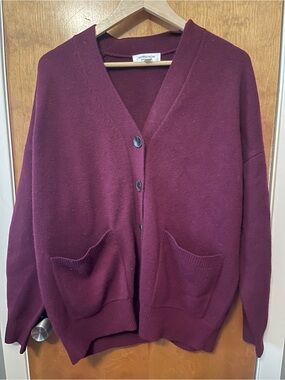 Nordstrom Maroon Button-Front V-Neck Cardigan